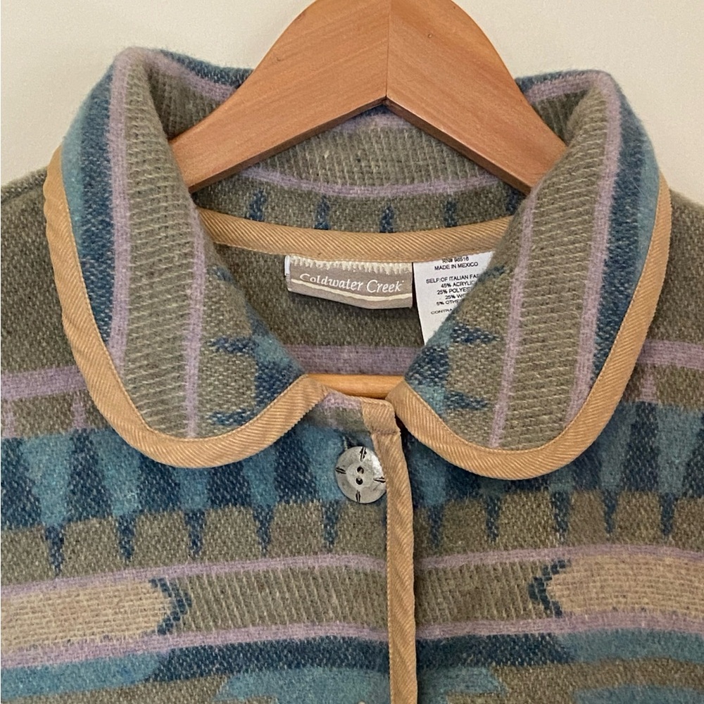 Coldwater Creek Southwestern Tribal Patterned Jacket with Feather Design XL - Picture 3 of 11